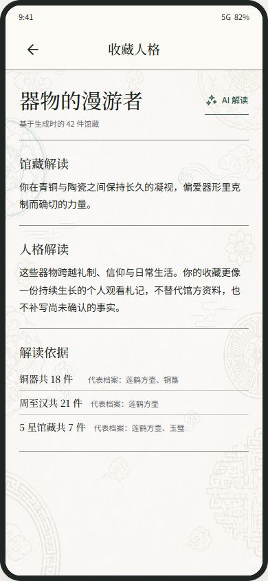 品藏收藏人格画像界面